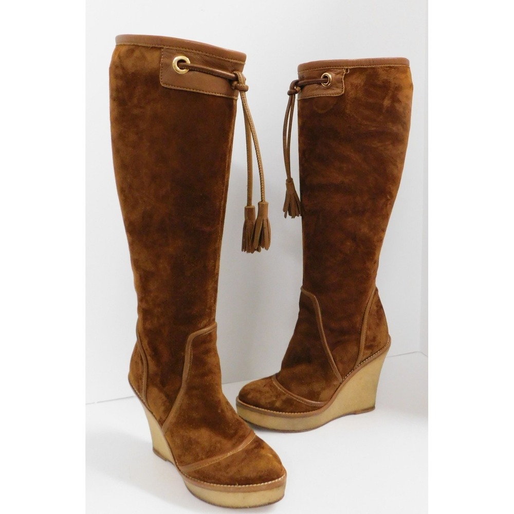 Cesare‎ Paciotti Women's Brown Suede Wedge Heel Boots Size 35